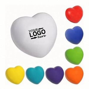 Promotional Foam Relief Pu Stress Squeeze Heart Shape Anti-Stress Ball Toy Custom Logo - Product Image 1