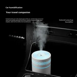 Nouvel humidificateur de voiture silencieux USB mini en plastique ultrasonique avec lumière colorée, pour usage domestique, moins de 0,5 L - Product Image 2