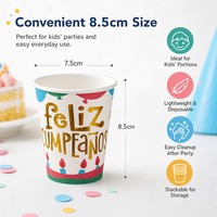 Gobelets en papier dorés « Feliz Cumpleanos » de haute qualité pour anniversaire, vente en gros, écologiques et jetables pour fêtes