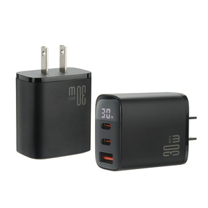 Cargador Rápido USB C GaN de 30W con Doble Puerto PD 3.0 QC 3.0, Cargador de Pared Plegable con Enchufe Estadounidense para <span class=keywords><strong>iPhone</strong></span> 16 15 iPad Samsung MacBook Laptop - Product Image 1