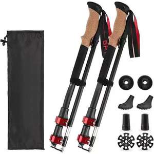 Adjustable Collapsible Aluminum 4-Joint 3-Section Trekking <b>Poles</b> for Hiking Men & Women with Cork <b>Grips</b> (79-130cm) - Product Image 5