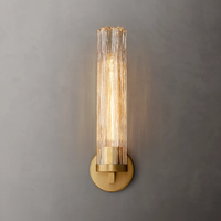 Vente en gros en ligne de luminaires muraux contemporains multi-couches, tubes en verre givré ondulé, base en métal doré, décoration intérieure