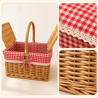 Panier de pique-nique en saule tressé à la main, écologique, style rustique campagnard, panier et boîte de rangement, boîte cadeau créative de remerciement