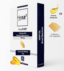 Cápsulas de aceite de cáñamo 50mg de amplio espectro x 30 pastillas Hexa3 - Product Image 1