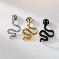 Pendientes de Acero Quirúrgico 316L con Forma de Serpiente Ondulada, Chapados en Oro PVD, Espiral, Animal, para Piercing de Tragus y Hélix