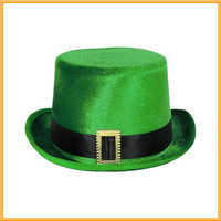 Accessoires de fête pour la Saint-Patrick irlandaise : Chapeau Fedora vert et or avec grande boucle, chapeau de carnaval Saint-Patrick, chapeau de cowboy irlandais