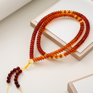 Collier de prière religieux unisexe en perles rondes ajustables de 108 perles Mala en ambre naturel dégradé de 6,5*3,5 mm, 16,7 g, cadeau - Product Image 4
