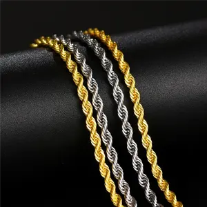 Hip Hop Indian Gold Plated Twist Nugget Link Chain Necklace