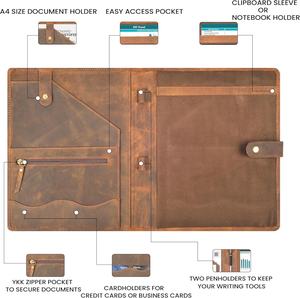 Portafolio de Cuero Genuino LL LEATHER LATCH con Logotipo, Organizador para Hombres y Mujeres, Carpeta con Anillas para Papel A4/Carta, Portaplumas, <span class=keywords><strong>Portadocumentos</strong></span> - Product Image 5