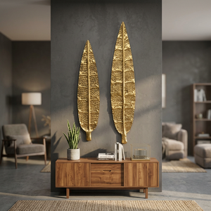 Modern Gold Plated <b>Leaf</b> <b>Wall</b> Art <b>Decorative</b> Hanging Accents Floral Botanical Design for Interior <b>Decoration</b> - Product Image 3