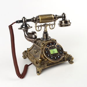 Décoration d'intérieur en promotion : Le meilleur téléphone filaire européen de qualité, vintage, classique, antique, en résine, marron foncé, avec fonction de recomposition. - Product Image 3