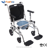 Fauteuil roulant de douche confortable, de haute qualité, pour toilette, avec poêle de lit et 4 roues
