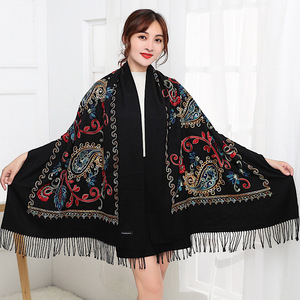 Ladies Soft <strong>Pashmina</strong> Shawls Winter Warm Women <strong>Paisley</strong> Embroidered Cashmere <strong>Scarves</strong> With Tassel - Product Image 5