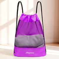 Sac à dos en filet à cordon de serrage respirant, séchage rapide, léger, grande capacité pour la gym, la natation, le basketball, le football - Commande en gros