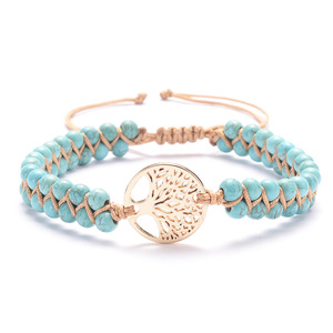 Đá Tự Nhiên Đính Cườm Vòng Đeo Tay Châu Phi Jasper Turquoise Chuỗi Bện Yoga Tình Bạn Vòng Đeo Tay Cho Món Quà - Product Image 1