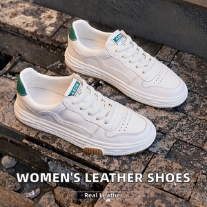 Chaussures de marche plates en cuir véritable pour femme, nouvelle collection automne, style sport avec fonction rehausseur de hauteur, en cuir de vachette - Product Image 2