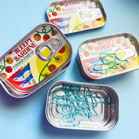 Petite boîte en fer blanc avec anneau de traction, rectangulaire, facile à ouvrir, réutilisable, style sardine