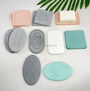 Contenedores de jabón de secado rápido de diseño personalizado al por mayor para ducha de baño jabonera absorbente soporte de jabonera de diatomita de secado automático