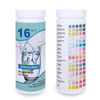 16 dalam 1 Strip Tes Air Minum, Kit Tes Air Keran dan Sumur Rumah Tangga 100 Strip untuk Tes Air Sumur, Keran, Rumah, dan Air Kota