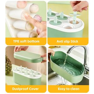 Moldes para helados caseros con contenedor, reutilizables, de calidad alimentaria, con 8 cavidades, moldes para helados DIY para niños, adultos y adolescentes - Product Image 4