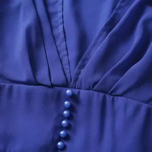 Muslim Solid Color Chiffon Beaded Corset Long Sleeve Women's Maxi Dress
