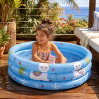 Tragbarer Aufblasbarer Kinder-Spritzpool 3 Ringe Auslaufsicher Garten Runder PVC Aufblasbarer Kinder-Schwimmpool