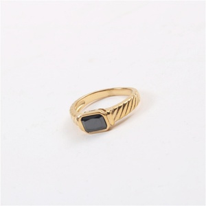 Jewelry <b>Ring</b> Rhinestone <b>Crystal</b> Chunky Stainless Steel Fashion for Men Women Popular Square Black Free Sample Vintage XR Jewelry - Product Image 1