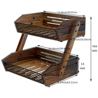 Étagère à fruits en bois à 2/3 étages pour légumes, pain et aliments frais, panier à fruits multi-niveaux pour comptoir en bois