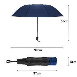 Parapluie promotionnel pas cher, résistant au soleil et à la pluie, 21 pouces, 8 baleines, manche en plastique, pliable en 3 sections, coupe-vent, compact, léger, pour voyage - Product Image 2