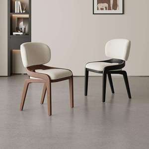 Nordic Solid Wood Dining Chair, Modern Minimalist Home Office Chair with Backrest, Designer Italian Style, Lambswool - Product Image 4