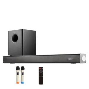 Home Theater Soundbar System with 2 UHF Microphones and 6.5 inches Subwoofer Works with 4K 1080p and Smart TV BT V5.0 H DMI