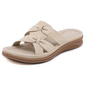 Nouvelles sandales compensées rétro confortables pour femme, collection Printemps 2026, légères, respirantes, avec tige en PU et doublure en cuir, grandes tailles - Product Image 1