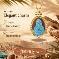 Collana con Ciondolo Cammeo della Madonna, Scultura in Rilievo 3D, Statua Religiosa, Charm per Regalo Personalizzato