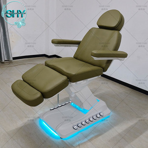 <span class=keywords><strong>Table</strong></span> de massage électrique 3 ou 4 moteurs en cuir vert avec base blanche pour salon de beauté, extension de cils, soins du visage, spa et traitements médicaux - Product Image 1