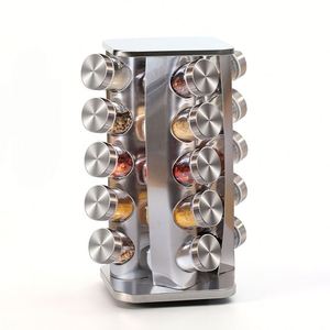 Nouveau support de rangement pour assaisonnements, tour d'organisation rotative en acier inoxydable avec 20 pots à épices - Product Image 4