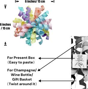 Moños Rizados de 6 Pulgadas, Moños Pre-Hechos Autoadhesivos, Cinta de Colores Suaves para Envolver Regalos, Decoración de Cestas, Regalos, Cumpleaños, Fiestas, Aniversarios - Product Image 3