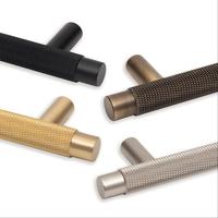 Poignée de meuble minimaliste en laiton massif texturé moleté, tube rond, quatre finitions, antidérapante, pour armoire, tiroir, porte