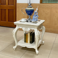 Table basse en bois massif de style européen, table d'appoint pour canapé, table carrée sculptée, mobilier de salon pour espaces publics et hôtels