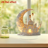 Vente en gros d'ornements de château en forme de croissant en acrylique 2D Décoration de la maison à la mode et signe de table Happy Eid Cadeaux de fête pour la décoration de la maison