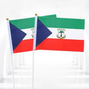 Wholesale Equatorial Guinea Hand Waving Flag Portable Waving Flag World Country Waving Flag Mini Handheld Banner