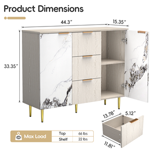 <span class=keywords><strong>Buffet</strong></span> <span class=keywords><strong>Buffet</strong></span> Armoire avec Rangement <span class=keywords><strong>Buffet</strong></span> Moderne avec 3 Tiroirs et 2 Portes USA STOCK - Product Image 3