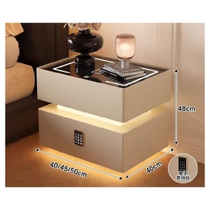 Modern Luxury Smart <strong>Bedside</strong> <strong>Table</strong> Wood <strong>Marble</strong> with Led Light Fingerprint Wireless Charging Speakers Floating Furniture - Product Image 1