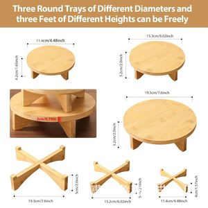 Plateau décoratif rond en bois pour pot de fleurs, support de table, couleur bois naturel, style rustique, emballage individuel - Product Image 5