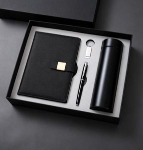 Wholesale Business Luxury <b>Diary</b> Bottle Set Customizable Blue PU Leather A5 Notebook Gift Set With Pen, Thermal Mug and USB - Product Image 1