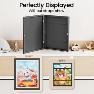 HuaJia Eco-Friendly Black <strong>Children's</strong> <strong>Art</strong> <strong>Frame</strong> for Kids Artwork Front Opening Holds 150 Drawings 8.5x11 Flower Animal Mat OEM - Product Image 3