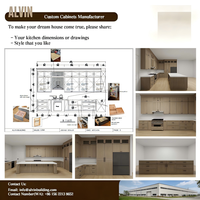 Meubles de cuisine modernes Alvin, armoire modulaire en bois, verre écologique, rangement spacieux, design personnalisé pour la maison, la villa, la salle à manger