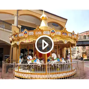 Eğlence parkı planı fiberglas malzeme Merry Go Round atlı karınca atı Carousel çocuk atlıkarınca satılık binmek