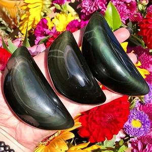 Œuf de pierre précieuse naturelle en obsidienne colorée en forme de cœur, pour la décoration intérieure et la lithothérapie - Product Image 5