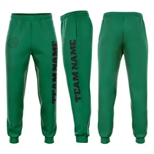 Özel Kelly yeşil işlemeli Sweatpants kış uzun pantolon Unisex pamuk erkekler kış pantolonları kadınlar