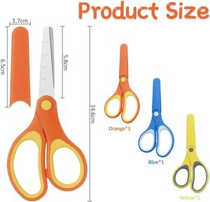 New Safety Stainless Steel <b>Paper</b> Cutting Scissors with Soft Grip Handle Cover Scaled Student Scissors Children Scissors for Kid - Product Image 3